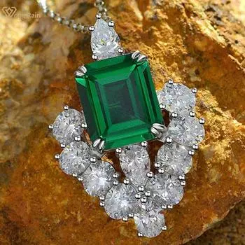 Wong Rain Винтаж 100% стерлинговое серебро 925 пробы изумрудной огранки 10*12 мм цирконы AAAAA драгоценный камень юбилейное ожерелье ювелирные изделия