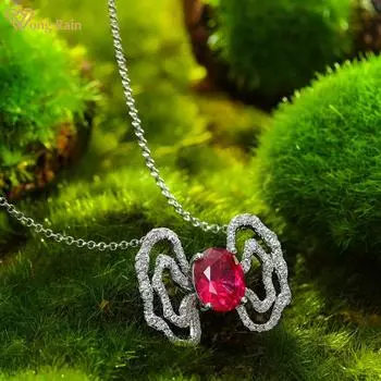 Wong Rain Винтаж 100% Стерлинговое Серебро 925 пробы AAAAA Цирконы Драгоценный Камень Свадебная Вечеринка Женский Подвеска Ожерелье Партия Изящных Ювелирных Изделий