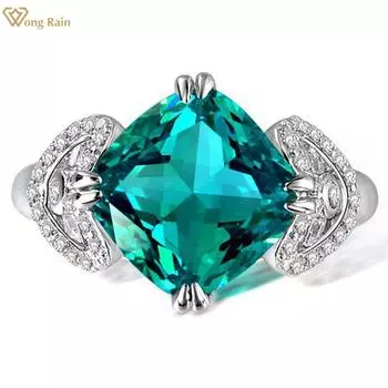 Wong Rain Винтаж 100% Стерлинговое Серебро 925 Пробы Огранка Подушка AAAAA Цирконы Драгоценный Камень Коктейльное Женское Кольцо Изысканные Ювелирные Изделия Подарок