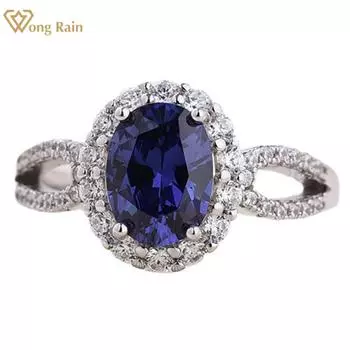 Wong Rain Винтаж 100% стерлингового серебра 925 пробы овальной огранки AAAAA цирконы драгоценный камень свадебное обручальное кольцо для женщин ювелирные изделия