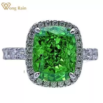 Wong Rain Винтаж 100% стерлингового серебра 925 пробы измельченный лед 8*10 мм AAAAA цирконы драгоценный камень обручальное женское кольцо ювелирные изделия подарки