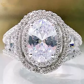 Wong Rain Винтаж 100% стерлингового серебра 925 пробы овальный AAAAA цирконы драгоценный камень свадебные обручальные кольца ювелирные изделия размер кольца 5-10