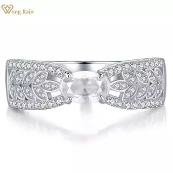 Wong Rain Винтажное 100% стерлинговое серебро 925 пробы овальной огранки 6 мм AAAAA цирконы драгоценный камень свадебное обручальное кольцо ювелирные изделия