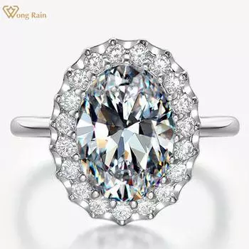 Wong Rain Винтажное 100% стерлинговое серебро 925 пробы овальной огранки 10*14 мм AAAAA цирконы драгоценный камень свадебное обручальное кольцо ювелирные изделия