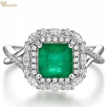 Wong Rain Винтажное кольцо из 100% стерлингового серебра 925 пробы с цирконом, драгоценный камень, свадебное кольцо для женщин, ювелирные изделия, оптовая продажа
