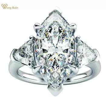 Wong Rain Винтажное кольцо из стерлингового серебра 925 пробы с цирконами в огранке Mariquesa, свадебное обручальное кольцо, ювелирные изделия