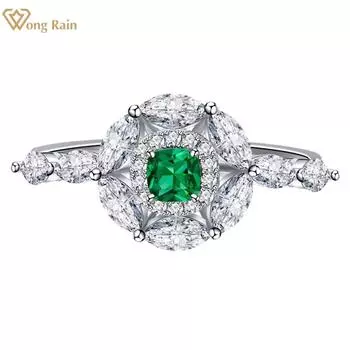 Wong Rain Винтажное обручальное кольцо из 100% стерлингового серебра 925 пробы 4 мм AAAAA с цирконами и драгоценными камнями для женщин, ювелирные изделия