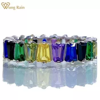 Wong Rain винтажное 100% стерлинговое серебро 925 пробы с цирконами, драгоценный камень, обручальное кольцо, цветное кольцо для женщин, ювелирные изделия, подарки