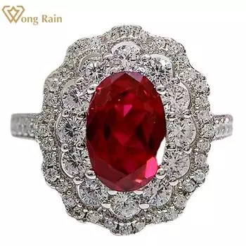 Wong Rain винтажное кольцо из стерлингового серебра 925 пробы овальной огранки 6*9 мм AAAAA с цирконами, драгоценный камень, свадебное обручальное кольцо для женщин, ювелирные изделия