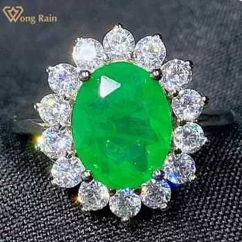 Wong Rain винтажное обручальное кольцо из 100% стерлингового серебра 925 пробы овальной огранки AAAAA с цирконами и драгоценными камнями для женщин, ювелирные изделия