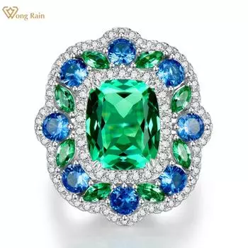 Wong Rain винтажное твердое серебро 925 пробы 8*10 мм розовый AAAAA циркон драгоценный камень свадебное обручальное ювелирное украшение роскошное кольцо для женщин подарок