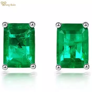 Wong Rain винтажные серьги-гвоздики из 100% стерлингового серебра 925 пробы 5*7 мм AAAAA с цирконами и драгоценными камнями, ювелирные изделия, подарки