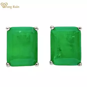 Wong Rain винтажные серьги-гвоздики из 100% стерлингового серебра 925 пробы 8*10 мм AAAAA с цирконами, драгоценные камни для свадебной вечеринки, серьги-гвоздики для женщин, изящные ювелирные изделия