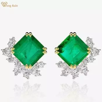 Wong Rain винтажные серьги-гвоздики из 100% стерлингового серебра 925 пробы AAAAA с цирконами, вечерние серьги-гвоздики для женщин, изящные ювелирные изделия, подарок