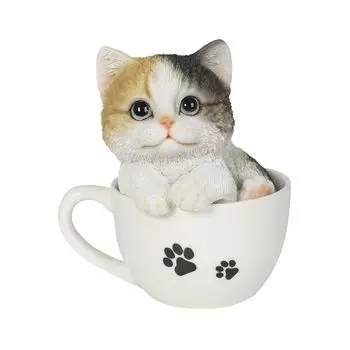 Woobia Calico Cat in Paw Print Cup 13 xx Кукольная фигурка, украшение для сада, животное, кошка 12,8 14,6 см H15328-T-A21