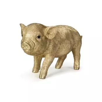 Woobia Golden Pig 22 x 10 x Кукольная фигурка, украшение для сада, животное, свинья (Средняя) 12,1 см H11318-12
