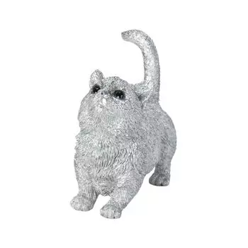 Woobia Metal Pet Munchkin Silver 6 x x 5cm Doll Figure Ornament Animal Garden Decoration Cat 2.5 H24016-J13