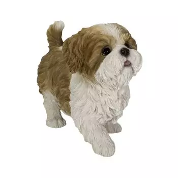 Woobia Walking Shih Tzu x 10 x Кукольная фигурка, украшение для сада, животное, собака H23327 коричневый/белый 22,5 16,8 см