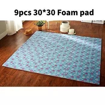 Wood 9pcs Sunflower Grain Print Foam Puzzle Floor Mat Children Mats Crawling Blue