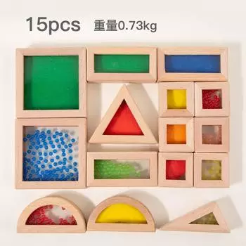 Wood Acrylic Rainbow Sensory Building Block Educational Toys Geometric Shape Hand-Eye Coordination Teaching Aids Children S Toys