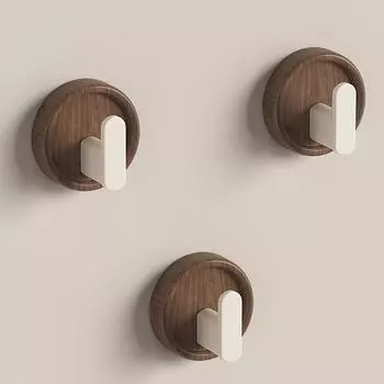 Деревянный крючок для ванной комнаты, клейкий, черный, белый, ореховый, алюминиевый, креативный держатель для пальто, полотенце, ключ для одежды, дверные крючки для халата