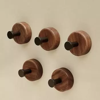 Деревянный настенный крючок для ванной комнаты, черный, золотой, алюминиевый, креативный держатель для пальто, вешалка для ключей, кухонная вешалка для одного халата