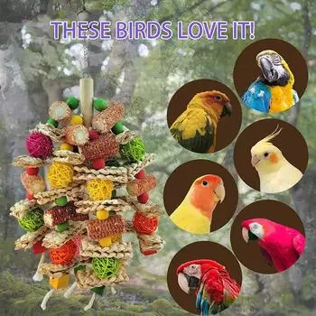 Wood Blocks Parrot Toy Bird Chew Toy Bite Resistant Bird Cage Chewing Toy Colorful Hanging Parrot Toy Playing Toy Pet Supplies чёрный