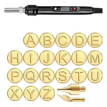 Wood Burning Tool Pen With Burning Tips Kit 26English Letters Carving Pyrography Pen Tips Stencil Soldering Iron For Woodworking A1