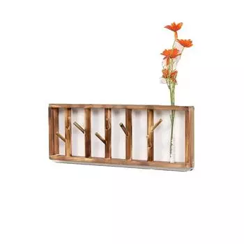 Wood Coat Rack with Hydroponic Plants Container Hanger Shelves for Living Room Hallway Furniture Corridor Decorations Crafts
