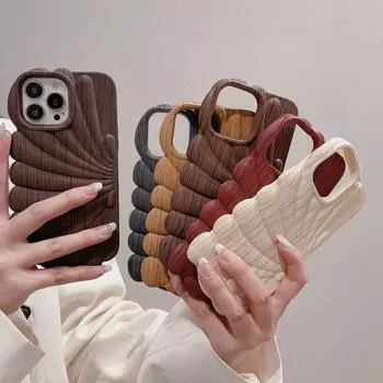 Чехол для iPhone 13/14/15 Pro Max с тиснением под дерево — защитный чехол для частной модели iPhone 12 Pro темно-коричневого