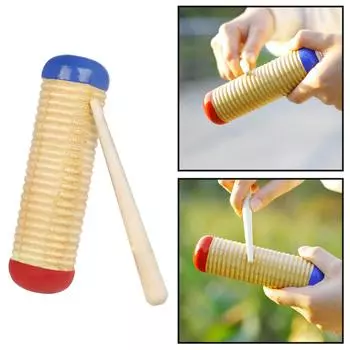 Деревянный шейкер Guiro Guiro Scraper Музыкальный скребок Guiro Деревянный звуковой гуиро с молотком Музыкальный ударный инструмент Детская игрушка