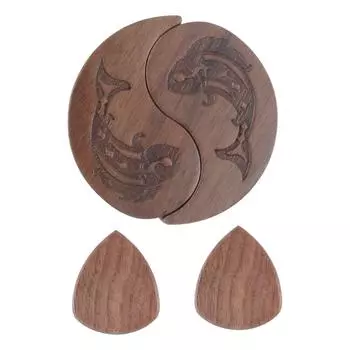 Wood Guitar Pick Storage Box Container Portable Guitar Pick Box Holder Rotating Open Guitar Pick Collector Birthday Gift A