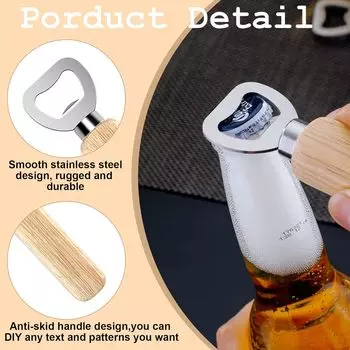 Wood Handheld Wine Bottle Opener Stainless Steel Bottle Opener Bartender Bottle Openers Engraved Gift for Kitchen Wedding Party