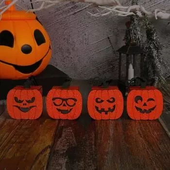 Wood Hanging Pumpkin Light Cartoon Night Lamp Halloween Pumpkin Lantern Ghost Festival Style 4