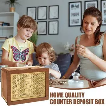 Деревянная копилка с номером, большой емкостью, наклейкой, маркером, мишенью, копилкой для монет