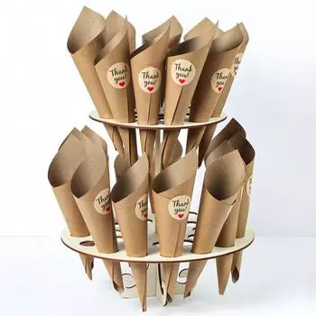 Wood Paper Wedding Confetti Cone Tray Rustic Wedding Decoration Confetti Cones Stand DIY Holder Support Weding Supplies