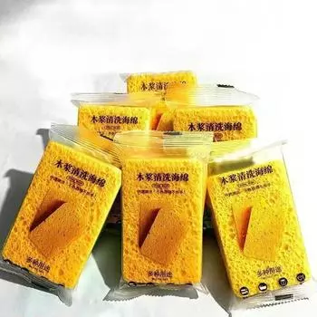 Wood Pulp Cotton Sponge Wipe Kitchen Dishwashing Sponge Wipe Household Dishwashing Pan Non-oil Scouring Cloth Cleaning Wood Pulp Sponge