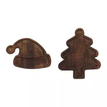Wood Serving Platter Snack Plate Christmas Decoration Housewarming Gift Dessert Plates Wood Dessert Plate for Cupcake