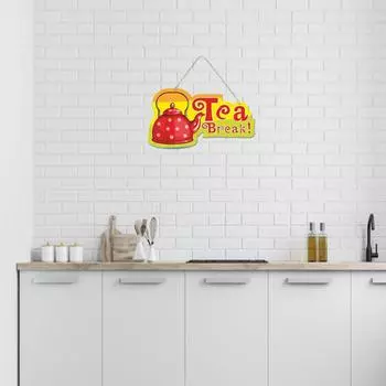 Wood Tea Break Quote Wall Hanger for Home Decor|Office|Gifts|Bedroom|Wall Decorative Items for Living Room|Door Hanging|Modern Decoration Items