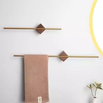 Wood Towel Rack Movable Square Walnut Gold Black Aluminum Wall Mounted Bedroom Bathroom Towel Bar Holder Shelf Storage Hanger