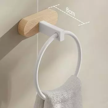 Wood Towel Ring Aluminum White Black Round Creative Wall Mounted Lavatory Bathroom Towel Holder Ring Storage Shelf Hanger чёрный