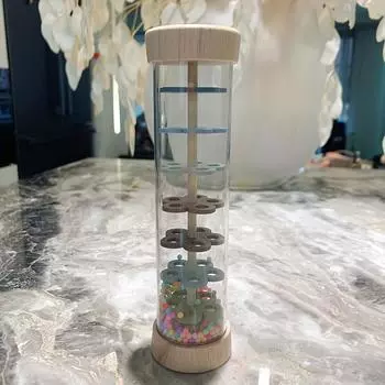Wooden Alf Rain Sound Tube, Early Education Sensory Stimulation Toy, Simulated Rain Sound, Sand Timer, Baby Soothing Grasping Toy