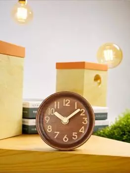 Wooden Analog Desktop Clock – 4.3 in. Decorative Pinewood Clock, No-Tick Design,Battery not included. коричневый