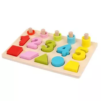 Wooden And Number Shape Matching Board Children Puzzle Toy For Education Early