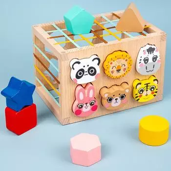 Wooden Animal Shape Color Blocks For Kids Diy Assembly Educational For Cognitive