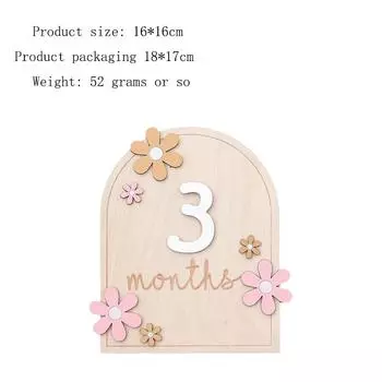Wooden baby milestone photo props double-sided decal cute baby month commemorative plaque as a souvenir