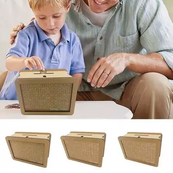 Wooden Bank Box Cash Counter Saving Bank Educational Cash Counter Saving Bank Fun Savings Challenge Box With Target & Numbers