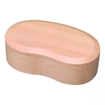 Wooden Bento Hollowed Single 18cm x 10cm x 450ml J-kitchens Box, Out, Bean-Shaped, Tier, Natural, 5.5cm,