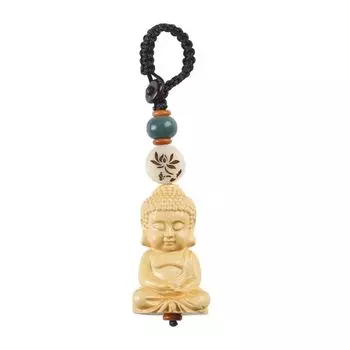 Wooden Buddhist Keychain Handcarved Buddhist Keyring Tathagata Buddha Lanyard Mobile Phone Chain as picture