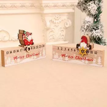 Деревянный календарь мобильный подвесной элемент безликий старик рождественский календарь обратного отсчета рождественский подарок Five Star Old Man